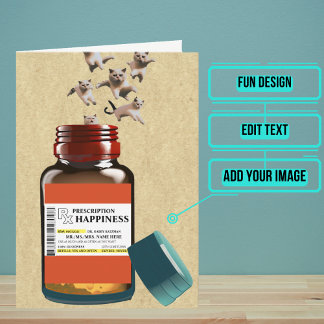 Funny Prescription Bottle of Cats Birthday Card