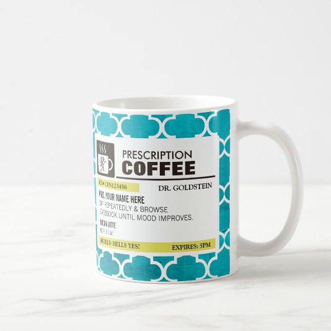 Funny Prescription Coffee Mug with Monogram (Right)