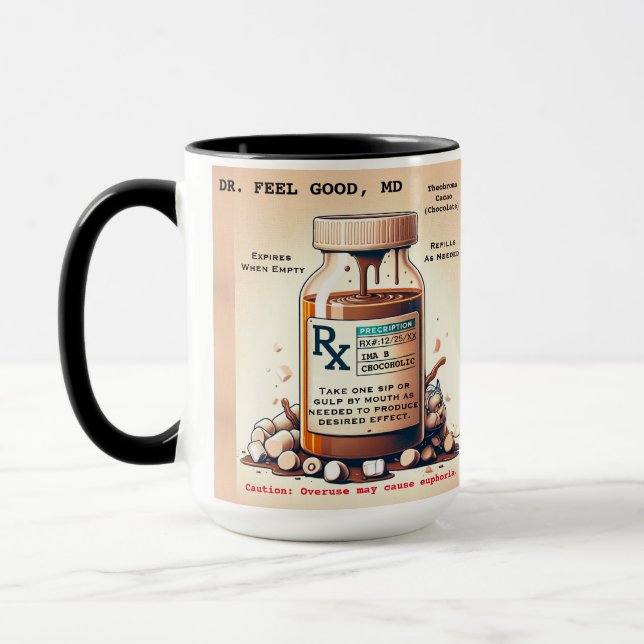 Funny Prescription Hot Chocolate Mug (Left)