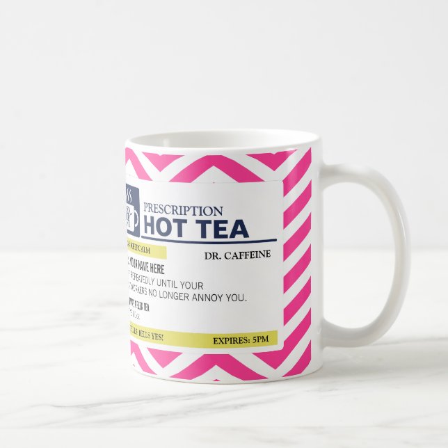 Funny Prescription Hot Tea with custom Monogram Coffee Mug (Right)