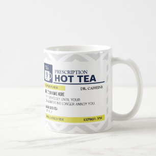 Funny Prescription Hot Tea with custom Monogram Coffee Mug