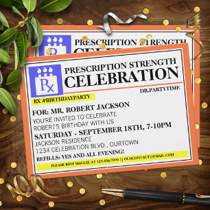 Funny Prescription Label Birthday Party Invitation