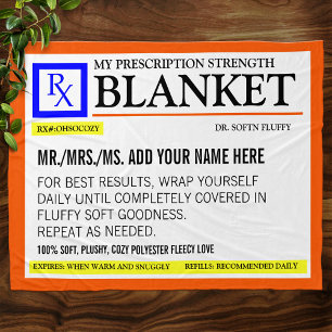 Funny Prescription Label Fleece Blanket