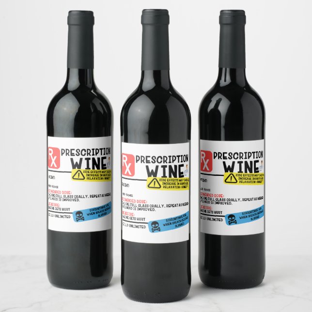 Funny Prescription  Wine Label (Bottles)