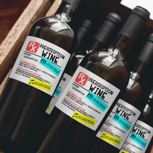 Funny Prescription Wine Warning Label Personalised (Creator Uploaded)