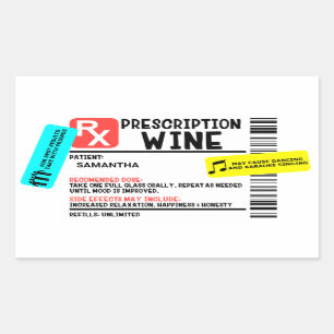 Funny Prescription Wine Warning Label Personalised
