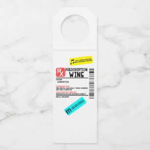 Funny Prescription Wine Warning Label Personalised Bottle Tag