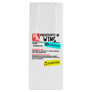 Funny Prescription Wine Warning Label Personalised Wine Gift Bag