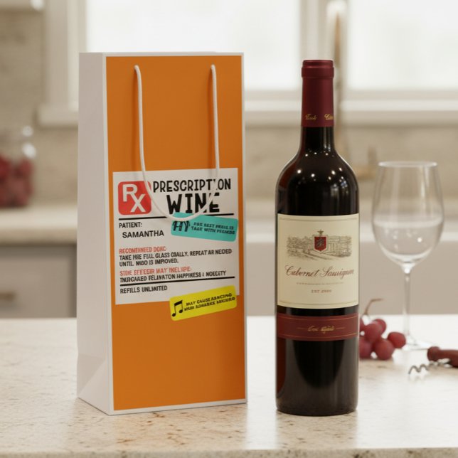 Funny Prescription Wine Warning Label Personalised Wine Gift Bag (Creator Uploaded)