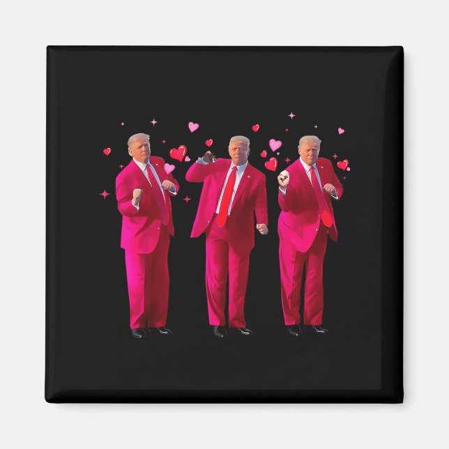 Funny President Trump Dancing Donald Trump Heart V Magnet (Front)