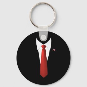 Funny President Trump Suit Lazy Halloween Costume Key Ring