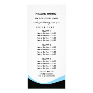 Funny Pressure Washing  Power Wash Price List Rack Card