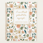 Funny Pretty Gold Floral Pattern Name White Planne Planner<br><div class="desc">This planner, though beautiful, contains humourous text, reading, "I can at least pretend to be organised... " The background contains a beautiful floral pattern in blush pink, dark teal, mint, gold, green, and off white. A text template is included for personalisation, making this a perfect gift! Great for someone who...</div>