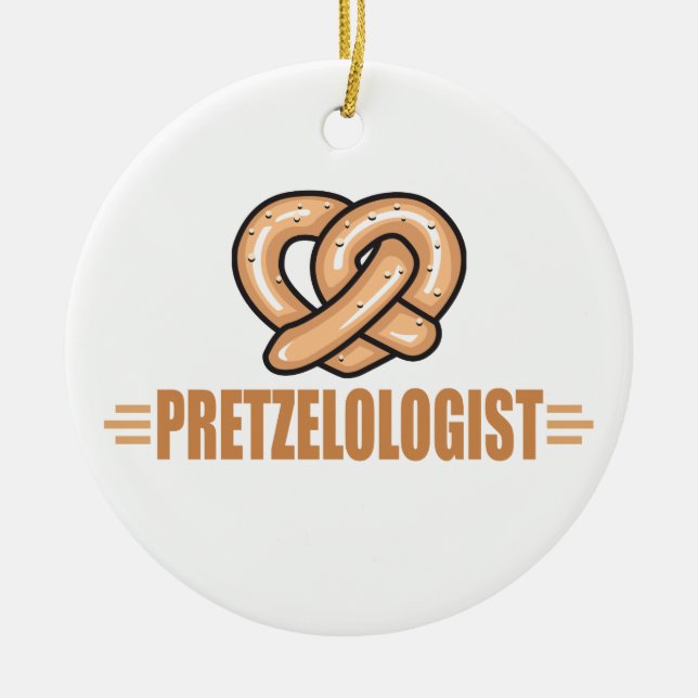 Funny Pretzel Lover Ceramic Tree Decoration (Front)