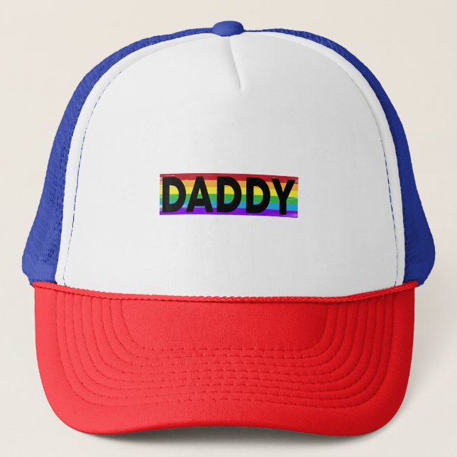 Funny Pride Daddy - Proud Gay Lesbian LGBT Gift Fa Trucker Hat (Front)