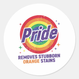 Funny Pride Removes Stubborn Orange Stains Retro L Classic Round Sticker