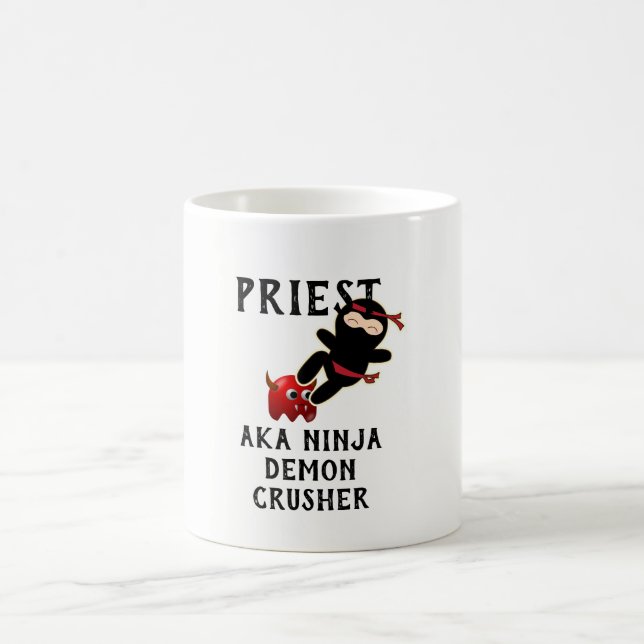 Funny Priest Gift AKA Ninja Demon Crusher Coffee Mug (Center)