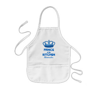 Funny Prince of the Kitchen Crown Custom Name 5 Kids Apron