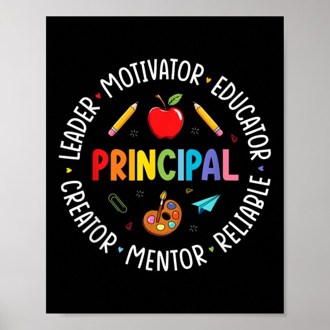 Funny Principal Life Rainbow Back To School For Me Poster (Front)