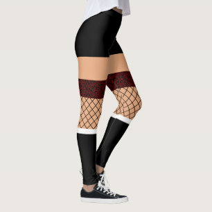 Funny print, stocking lady, school girl leggings