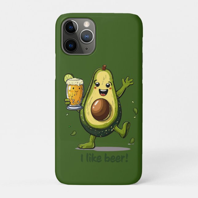 funny print with a green cartoon avocado character Case-Mate iPhone case (Back)