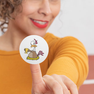 Funny Prize Chicken Holding Gold Trophy Classic Round Sticker