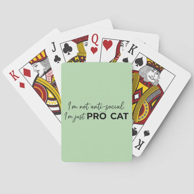 Funny Pro Cat Anti-Social Introvert  Playing Cards (Back)
