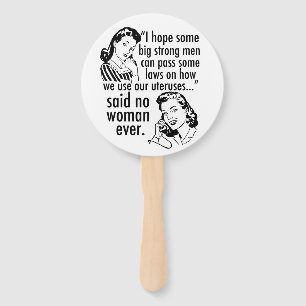 Funny Pro Choice Feminist Political Cartoon Hand Fan