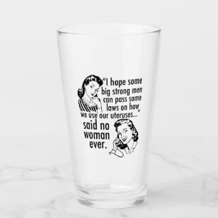 Funny Pro Choice Retro Feminist Political Cartoon Glass