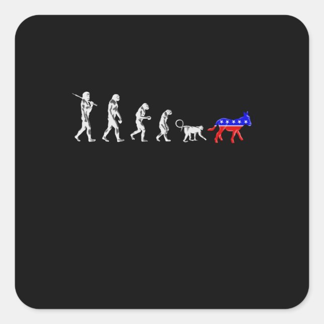 Funny Pro-Democrat Anti-Republican Devolution Square Sticker (Front)