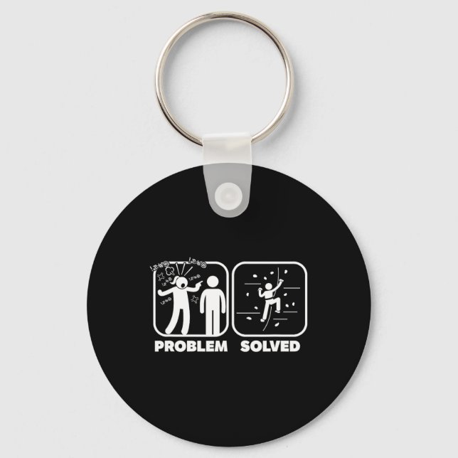 Funny Problem Solved Rock Climbing Theme  Key Ring (Front)