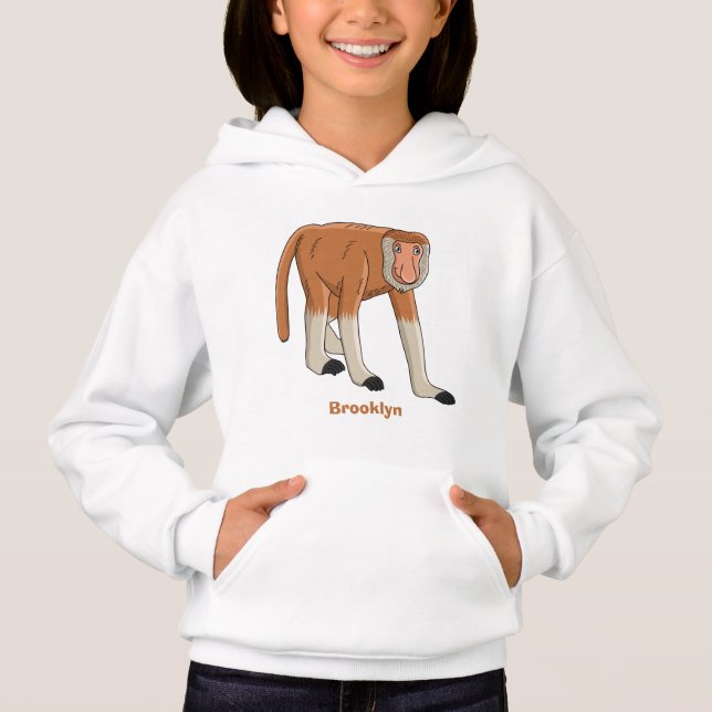 Funny proboscis monkey cartoon illustration (Front)