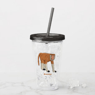 Funny proboscis monkey cartoon illustration acrylic tumbler