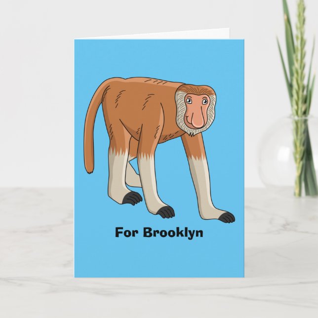 Funny proboscis monkey cartoon illustration card (Front)