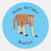 Funny proboscis monkey cartoon illustration
