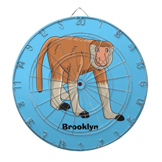 Funny proboscis monkey cartoon illustration dartboard (Front)