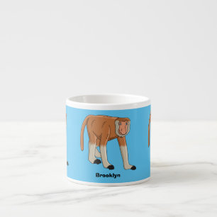 Funny proboscis monkey cartoon illustration espresso cup