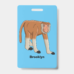 Funny proboscis monkey cartoon illustration ID badge