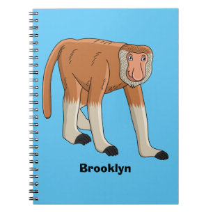 Funny proboscis monkey cartoon illustration notebook