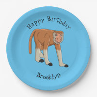 Funny proboscis monkey cartoon illustration