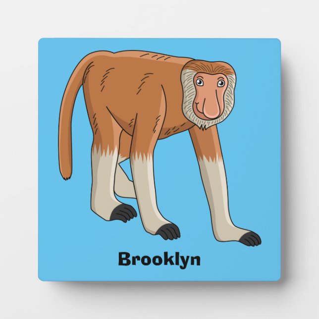 Funny proboscis monkey cartoon illustration plaque (Front)