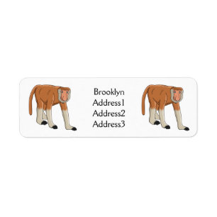 Funny proboscis monkey cartoon illustration return address label