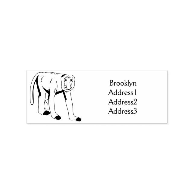 Funny proboscis monkey cartoon illustration rubber stamp (Imprint)
