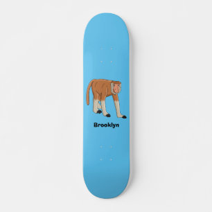 Funny proboscis monkey cartoon illustration skateboard