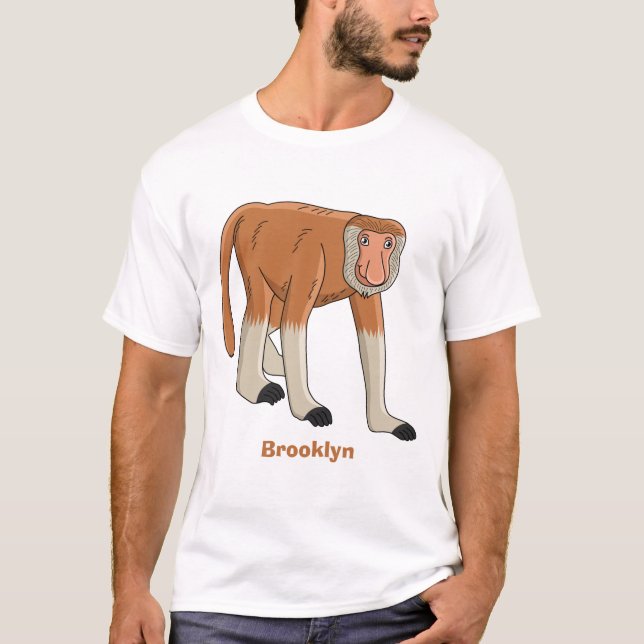 Funny proboscis monkey cartoon illustration T-Shirt (Front)