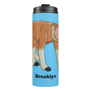 Funny proboscis monkey cartoon illustration thermal tumbler