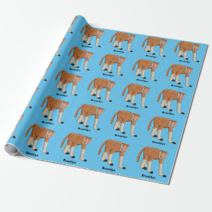 Funny proboscis monkey cartoon illustration wrapping paper
