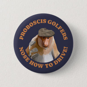 Funny Proboscis Monkey Golf Lovers  6 Cm Round Badge