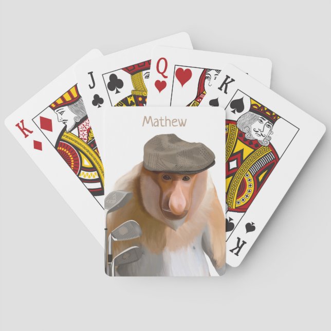 Funny Proboscis Monkey Golf Lovers  Playing Cards (Back)