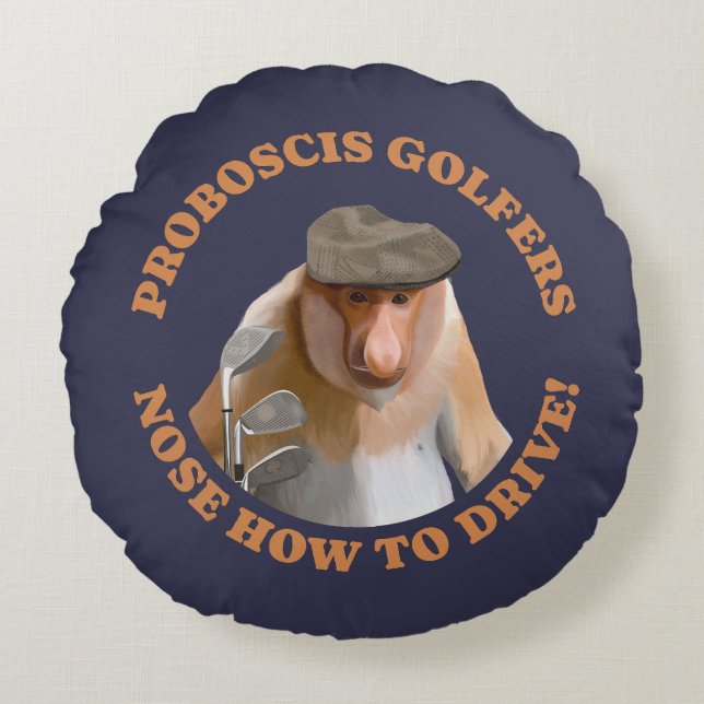 Funny Proboscis Monkey Golf Lovers  Round Cushion (Front)